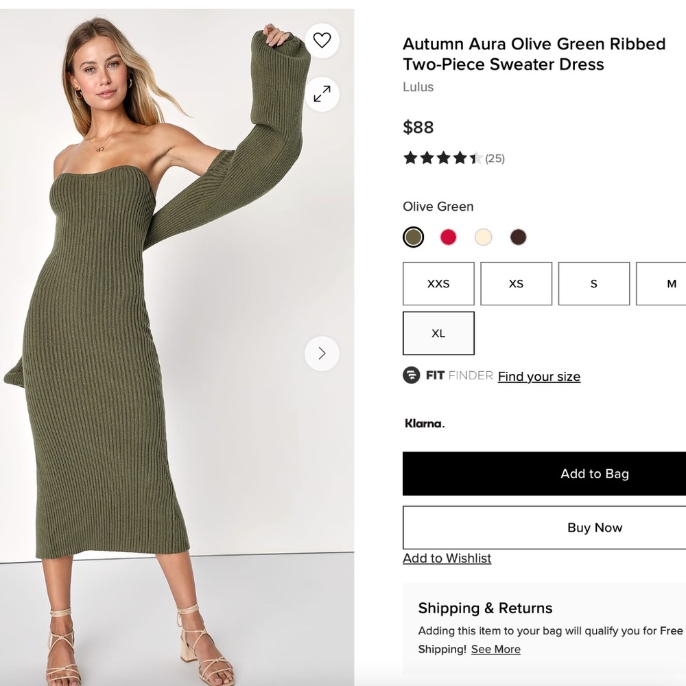 NWT Olive Green Ribbed two piece sweater dress